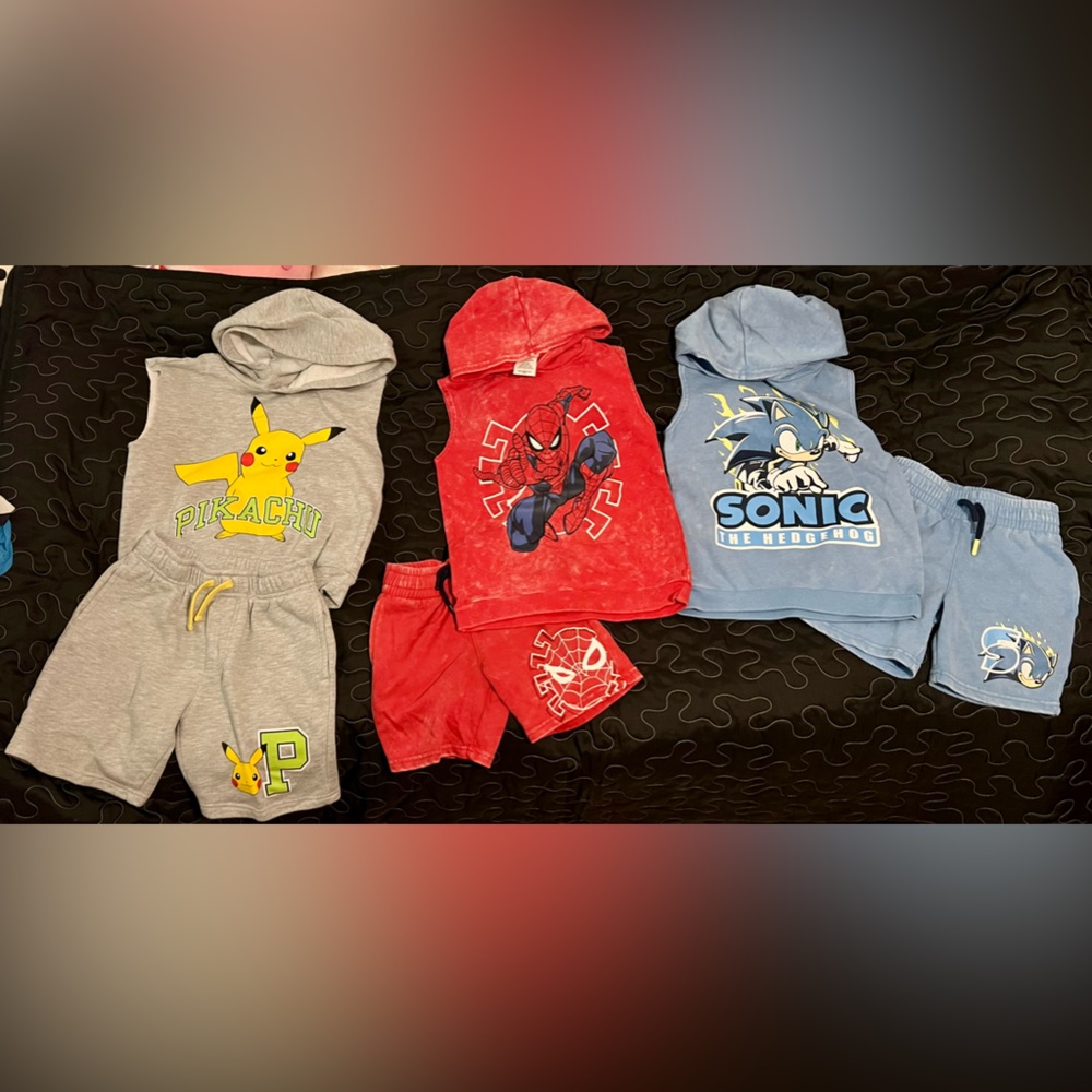 Boys tank & shorts character sets. Bundle of 3- GUC